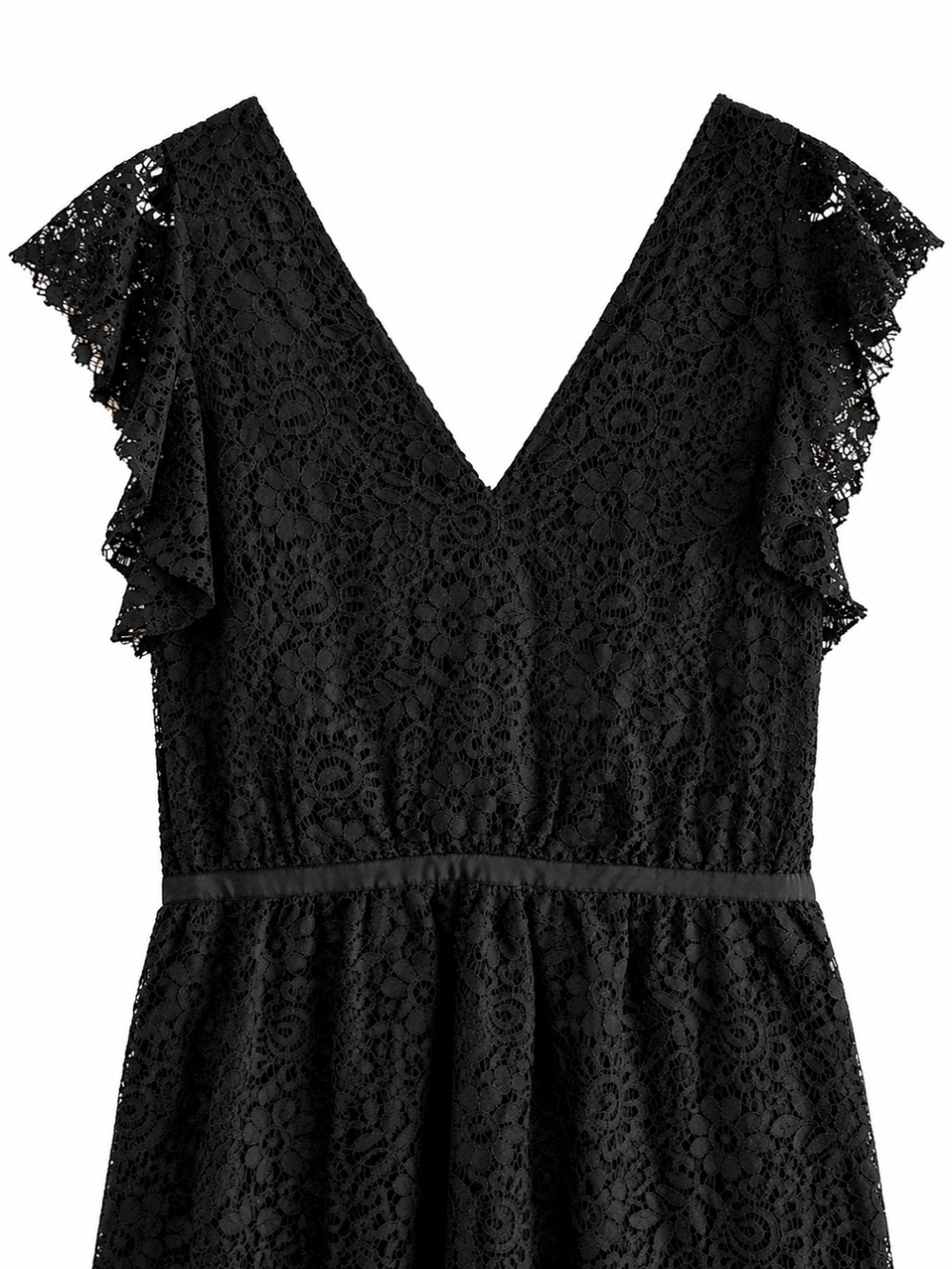 Madewell Black Lace Flutter Sleeve Special Occasion Dress - Size 14 - NWT - Picture 3 of 8